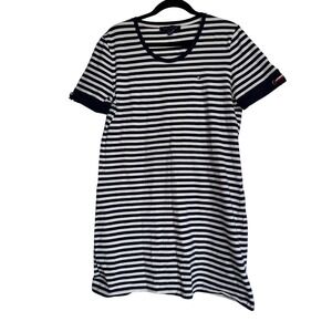 Tommy Hilfiger Striped T-Shirt‎ Dress Nautical Casual Preppy Blue White Sz L